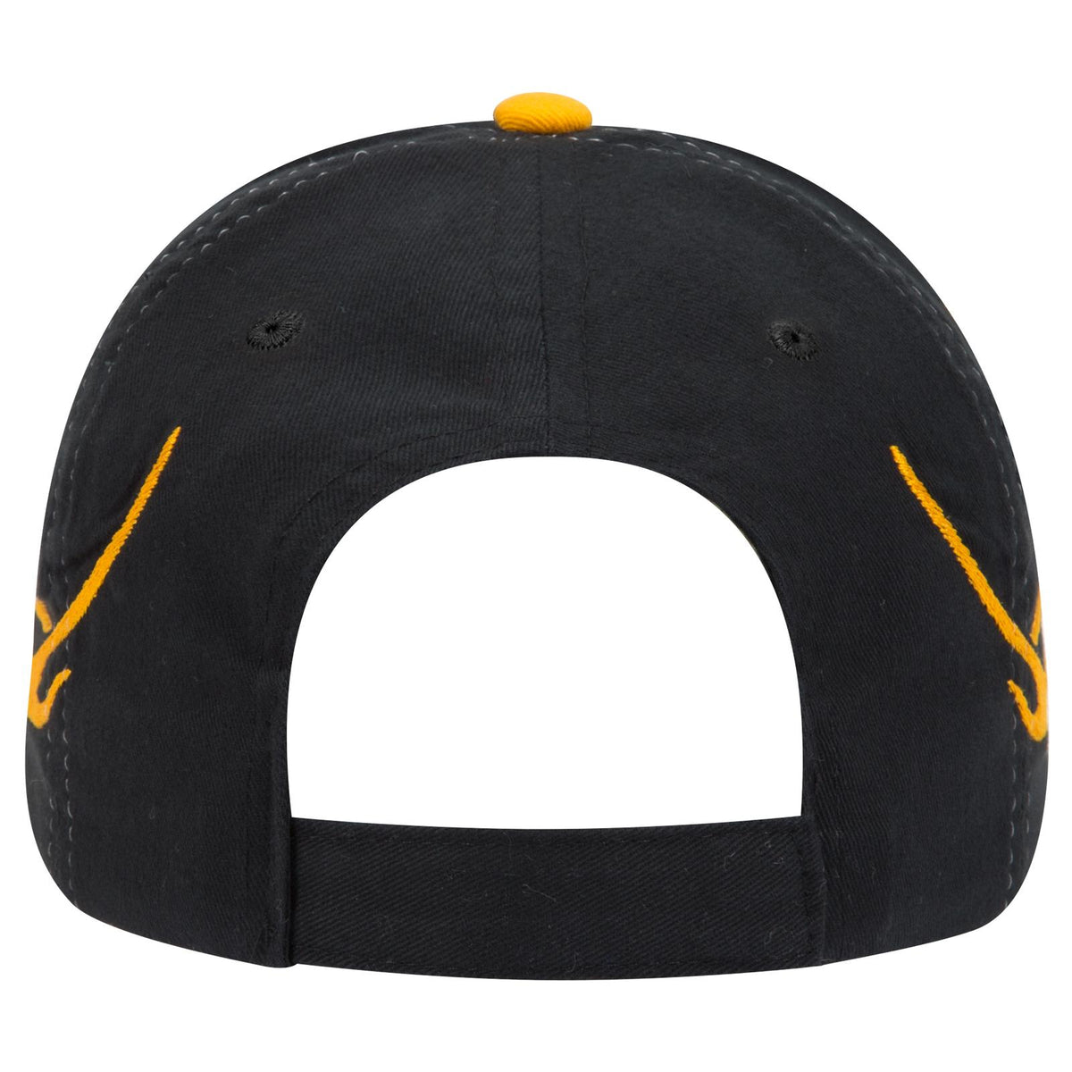 Rear View of 030606D - Blk/Gld/Gld OTTO CAP 6 Panel Low Profile Baseball Cap