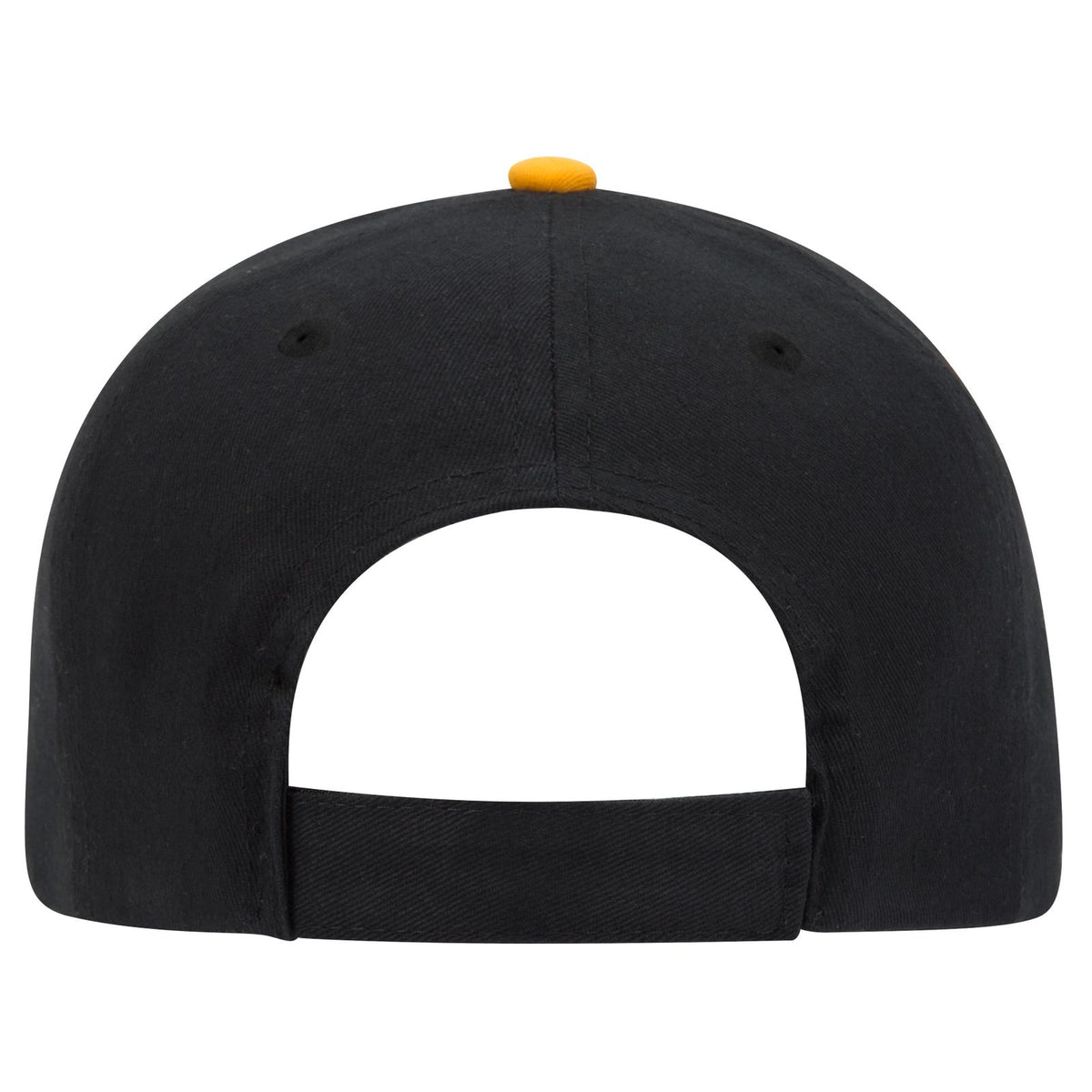Rear View of 030616 - Blk/Gld/Wht OTTO CAP 6 Panel Low Profile Baseball Cap