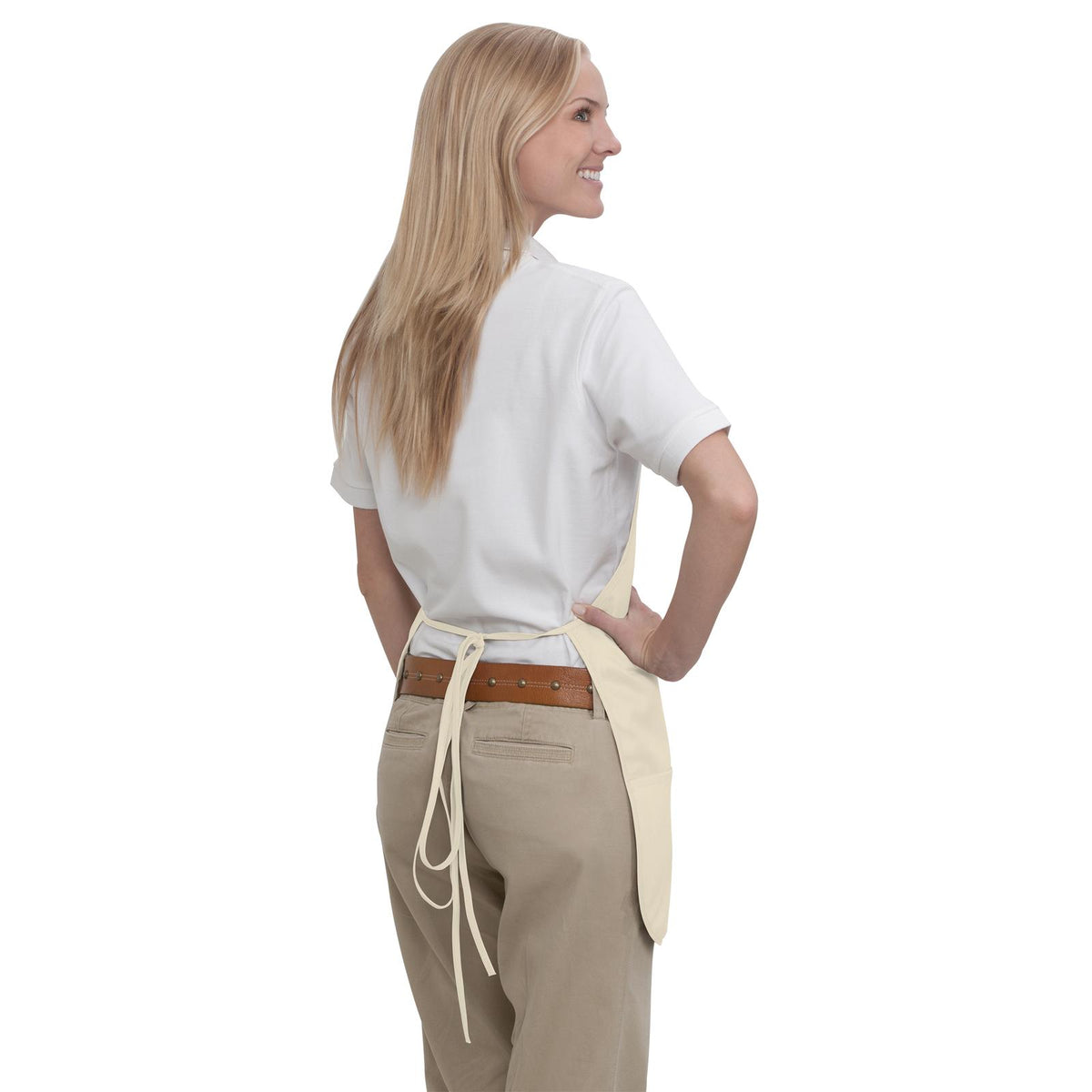 Rear View of 031 - Natural OTTO 2 Pocket Medium Bib Apron