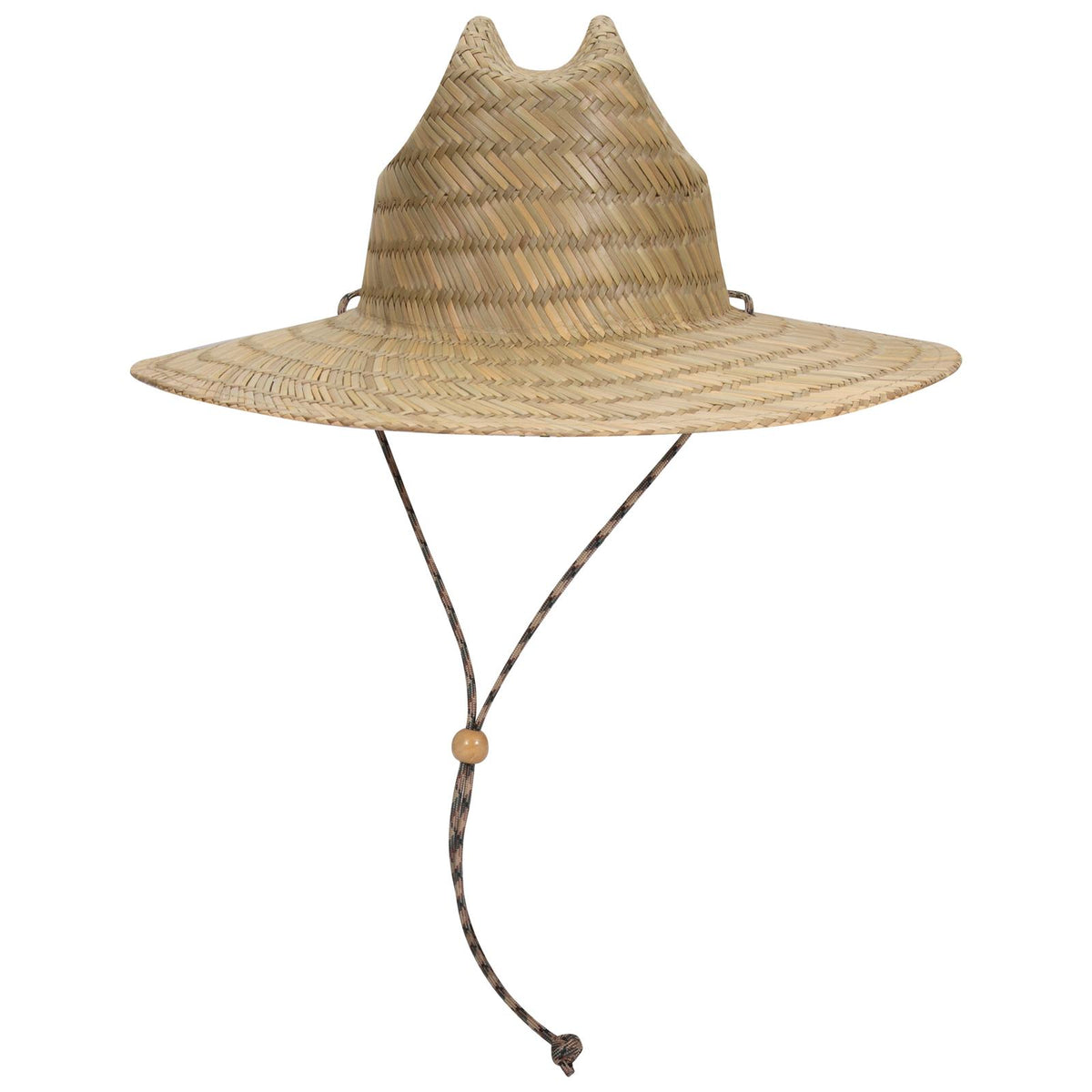 Rear View of 031 - Natural OTTO CAP Straw Lifeguard Hat w/ Adjustable Cord