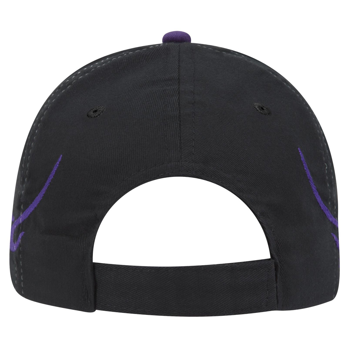 Rear View of 031111D - Blk/Pur/Pur OTTO CAP 6 Panel Low Profile Baseball Cap