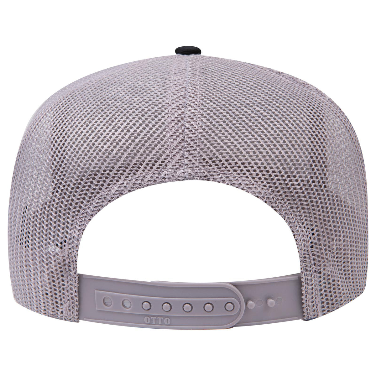 Rear View of 0314 - Blk/Gry OTTO CAP 5 Panel Mid Profile Mesh Back Trucker Hat