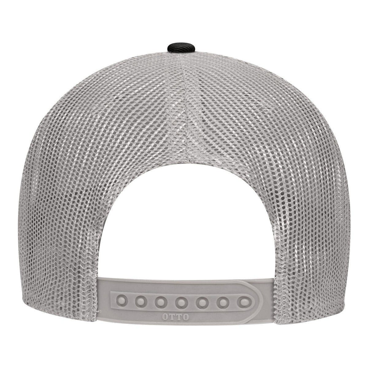 Rear View of 0314 - Blk/Gry OTTO CAP 6 Panel Low Profile Mesh Back Trucker Hat