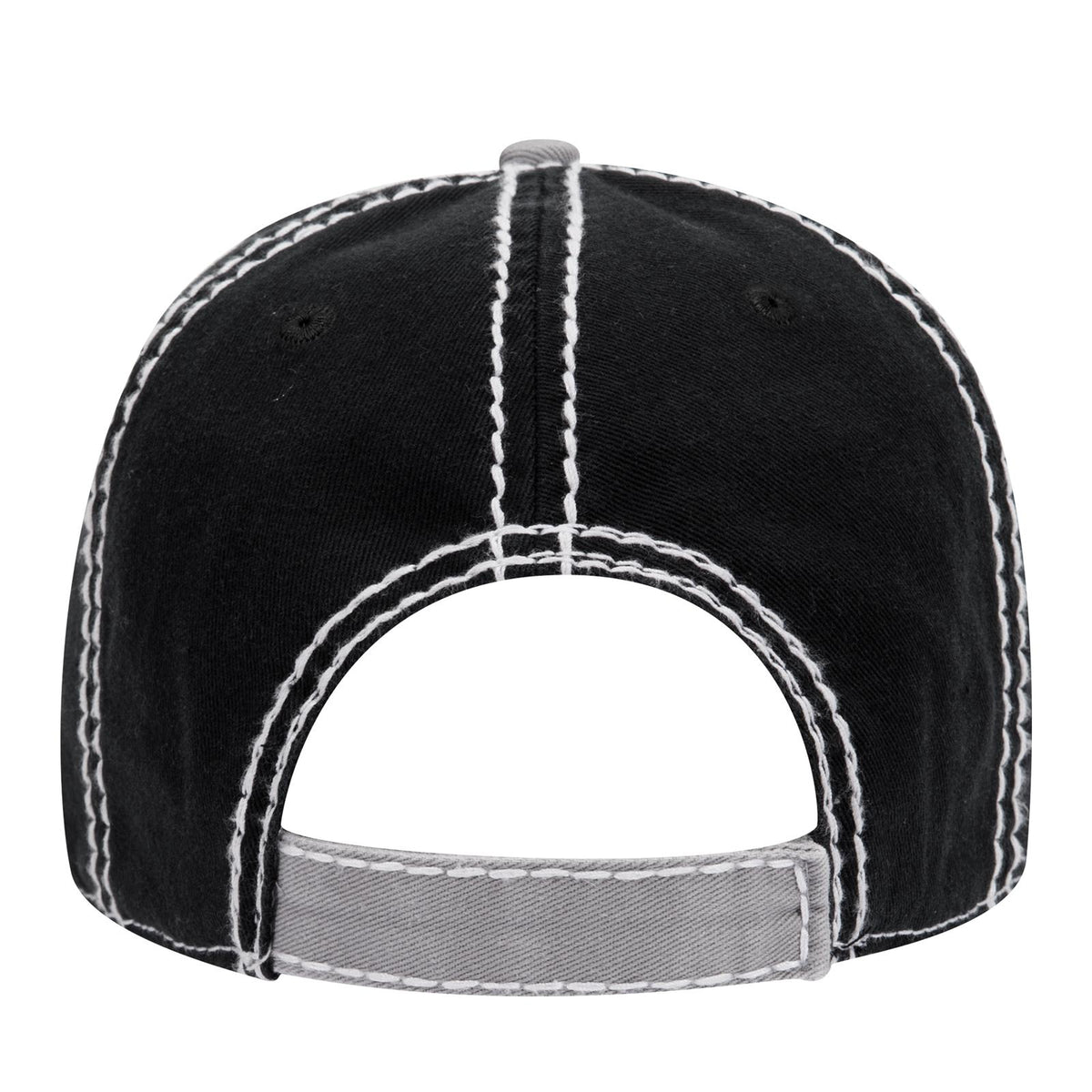Rear View of 031403 - Blk/Gry/Blk OTTO CAP 6 Panel Low Profile Dad Hat