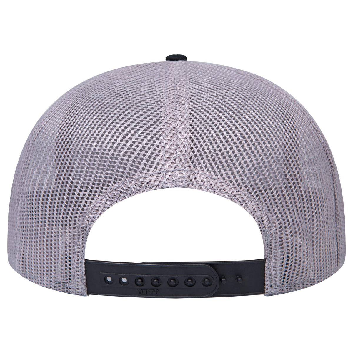 Rear View of 031414 - Blk/Gry/Gry OTTO CAP "OTTO SNAP" 6 Panel Pro Style Mesh Back Trucker Snapback Hat