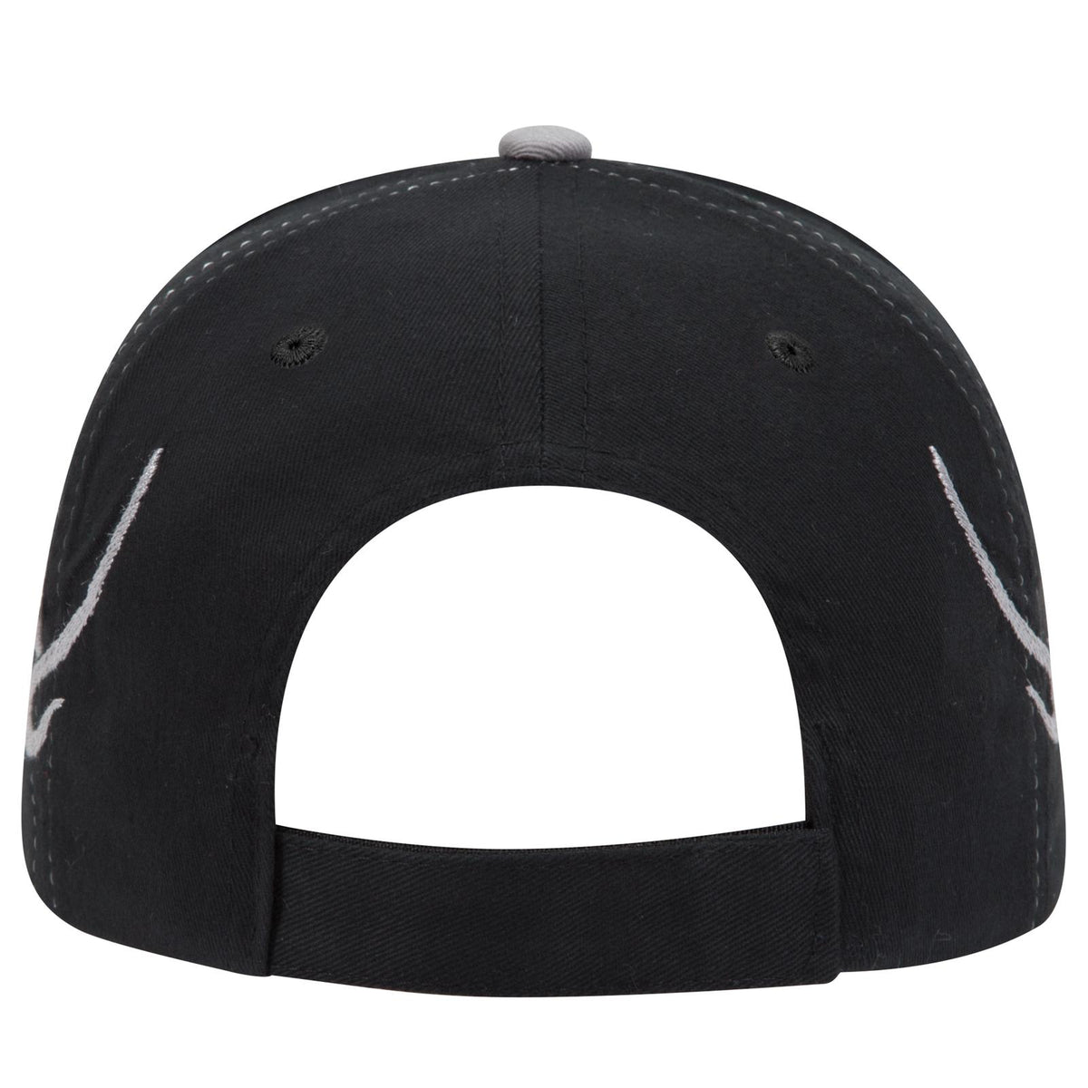 Rear View of 031414D - Blk/Gry/Gry OTTO CAP 6 Panel Low Profile Baseball Cap