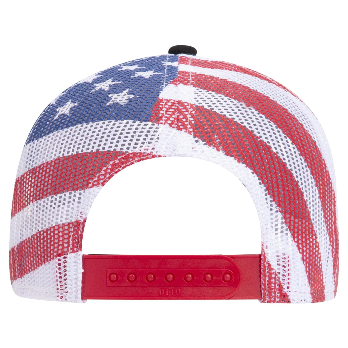 Rear View of 0316 - Blk/Wht OTTO CAP 6 Panel Low Profile Mesh Back Trucker Hat