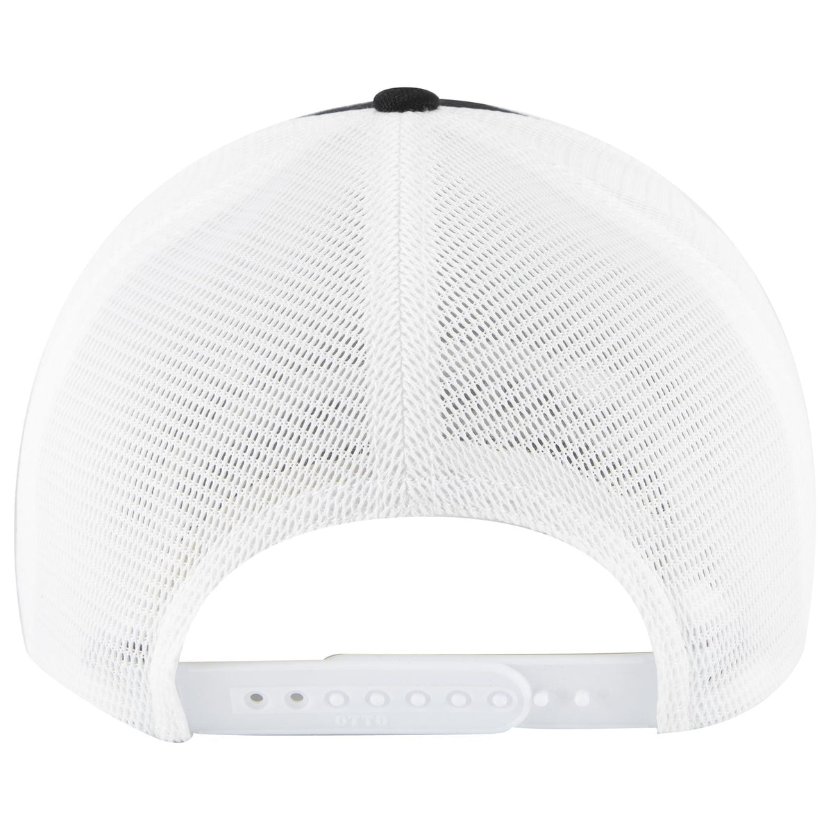 Rear View of 0316 - Blk/Wht OTTO CAP "OTTO COMFY FIT" 6 Panel Low Profile Mesh Back Trucker Hat