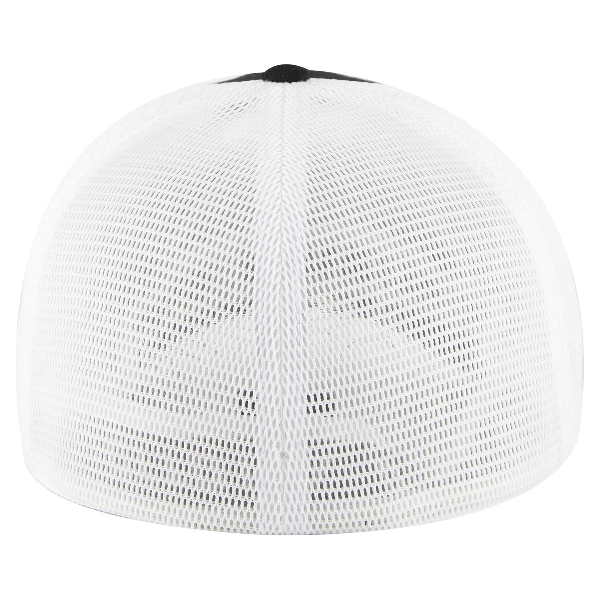 Rear View of 0316 - Blk/Wht OTTO CAP "OTTO FLEX" Fitted 6 Panel Low Profile Mesh Back Trucker Hat