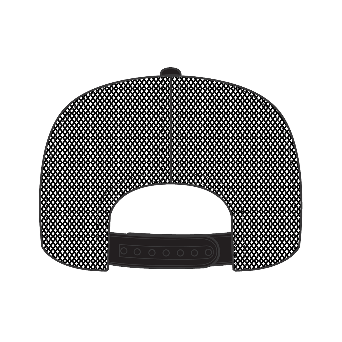Rear View of 031603 - Blk/Wht/Blk OTTO CAP 5 Panel High Crown Mesh Back Trucker Hat