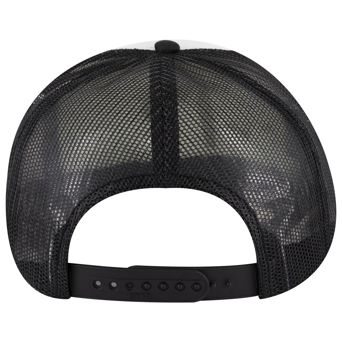 Rear View of 031603 - Blk/Wht/Blk OTTO CAP 5 Panel High Crown Mesh Back Trucker Hat