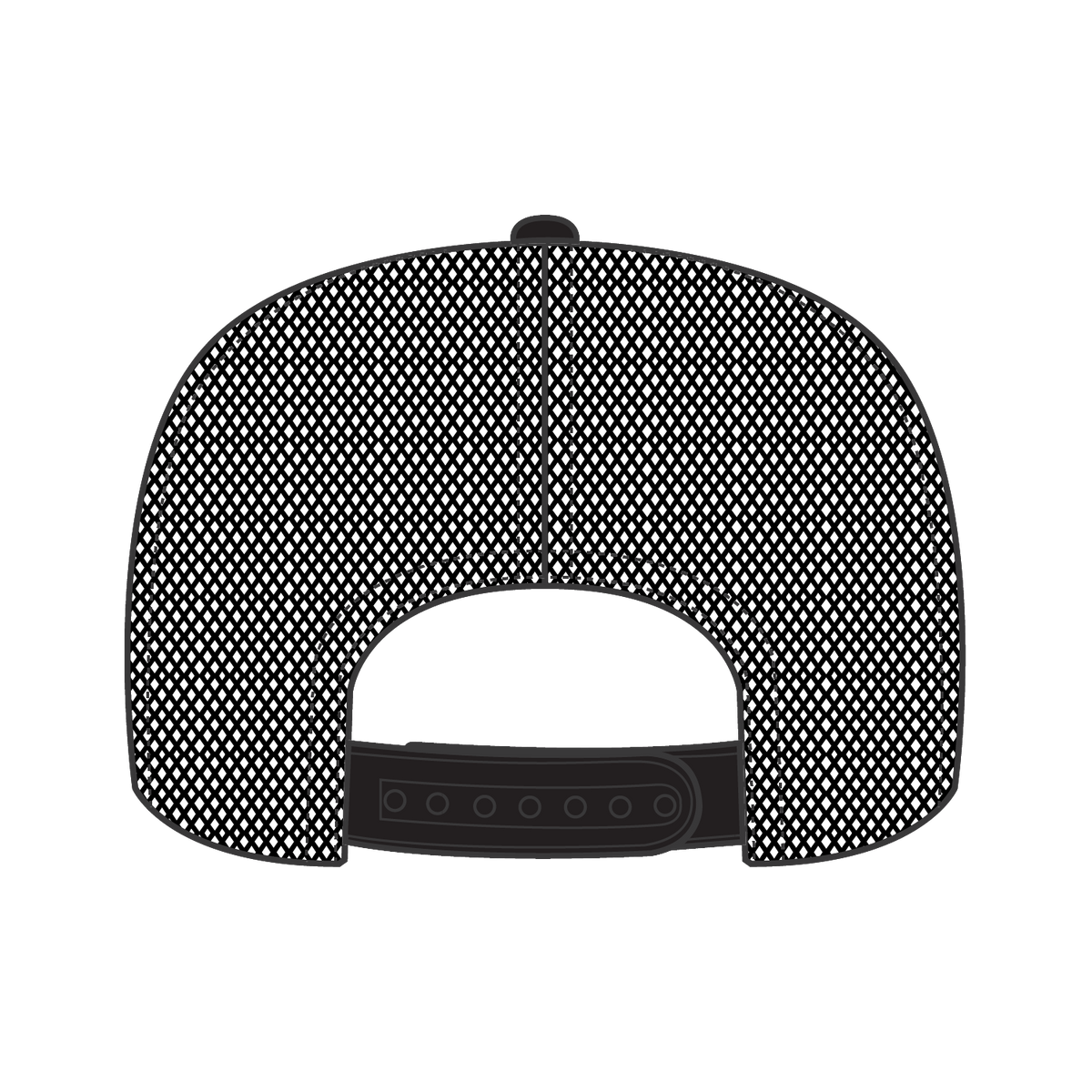 Rear View of 031603 - Blk/Wht/Blk OTTO CAP 5 Panel High Crown Mesh Back Trucker Hat
