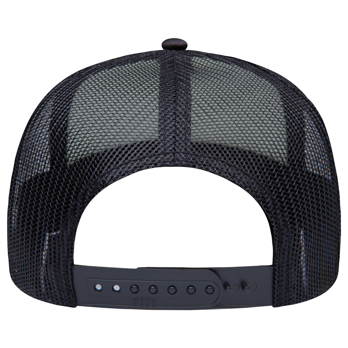 Rear View of 031603 - Blk/Wht/Blk OTTO CAP 5 Panel Low Profile Mesh Back Trucker Hat