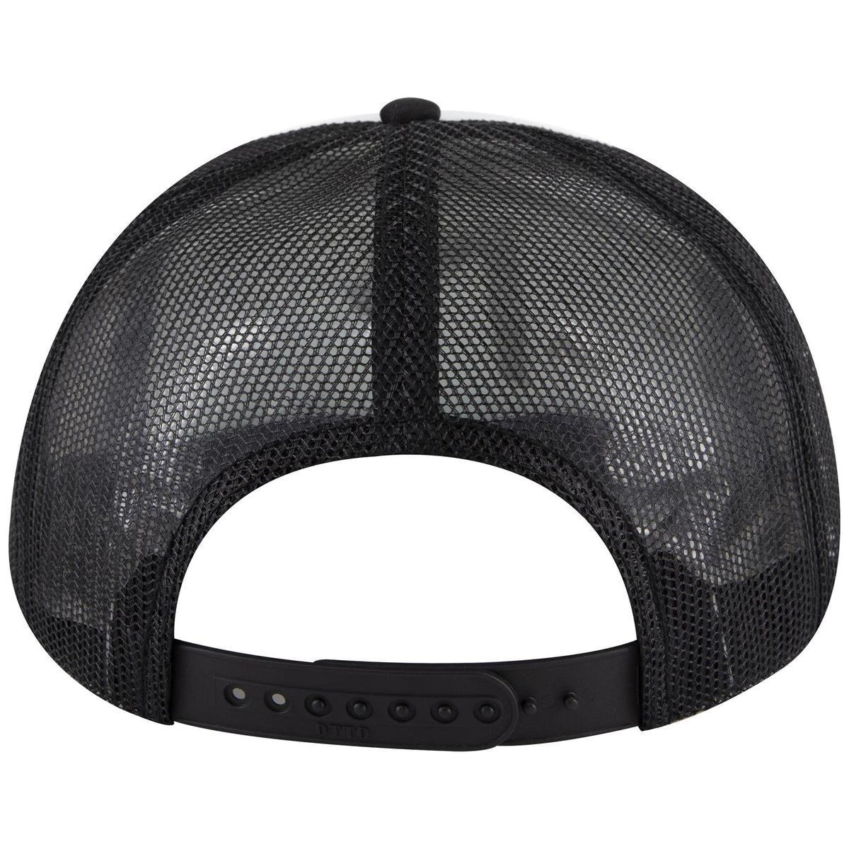 Rear View of 031603 - Blk/Wht/Blk OTTO CAP 5 Panel Pro Style Mesh Back Trucker Hat