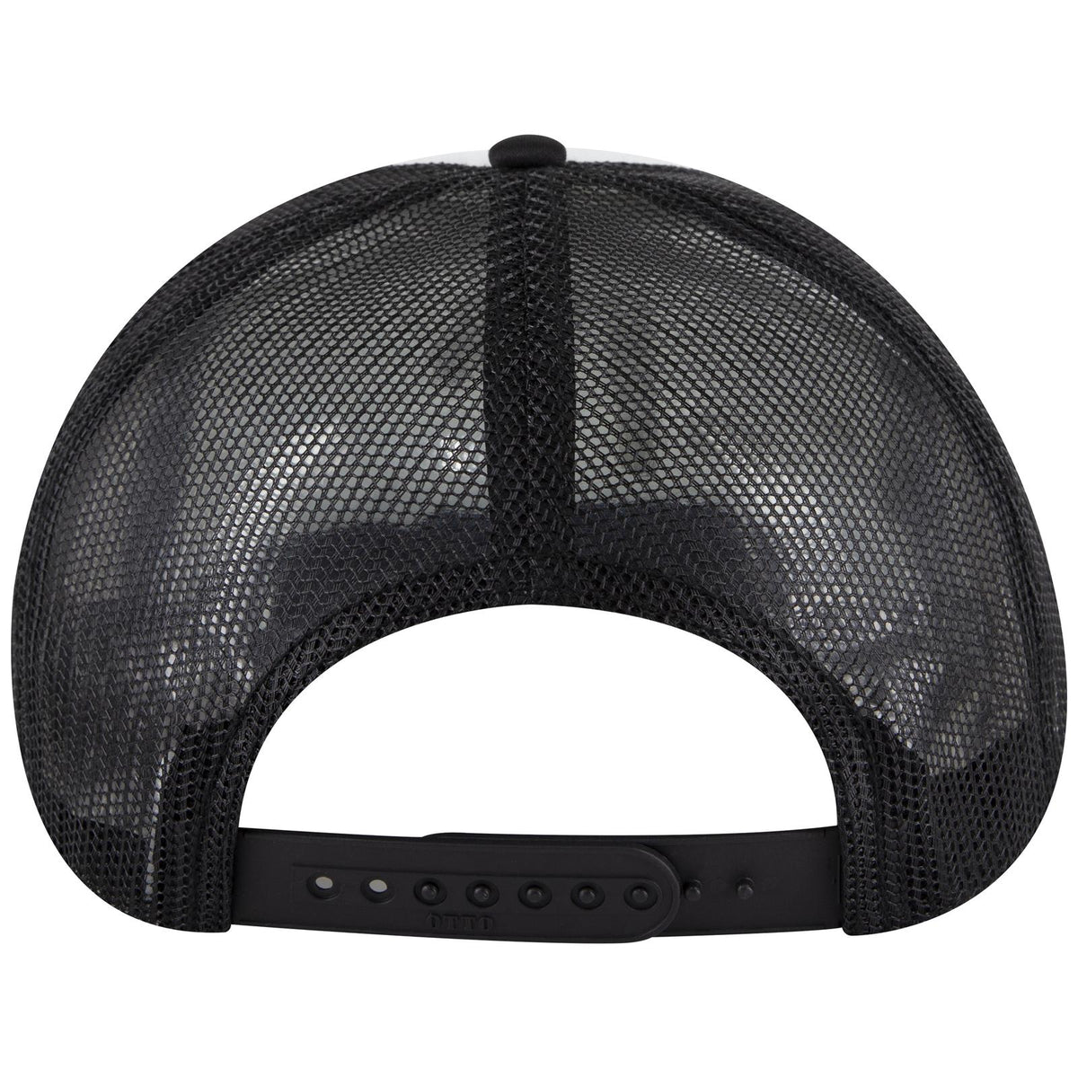 Rear View of 031603 - Blk/Wht/Blk OTTO CAP 5 Panel Pro Style Mesh Back Trucker Hat
