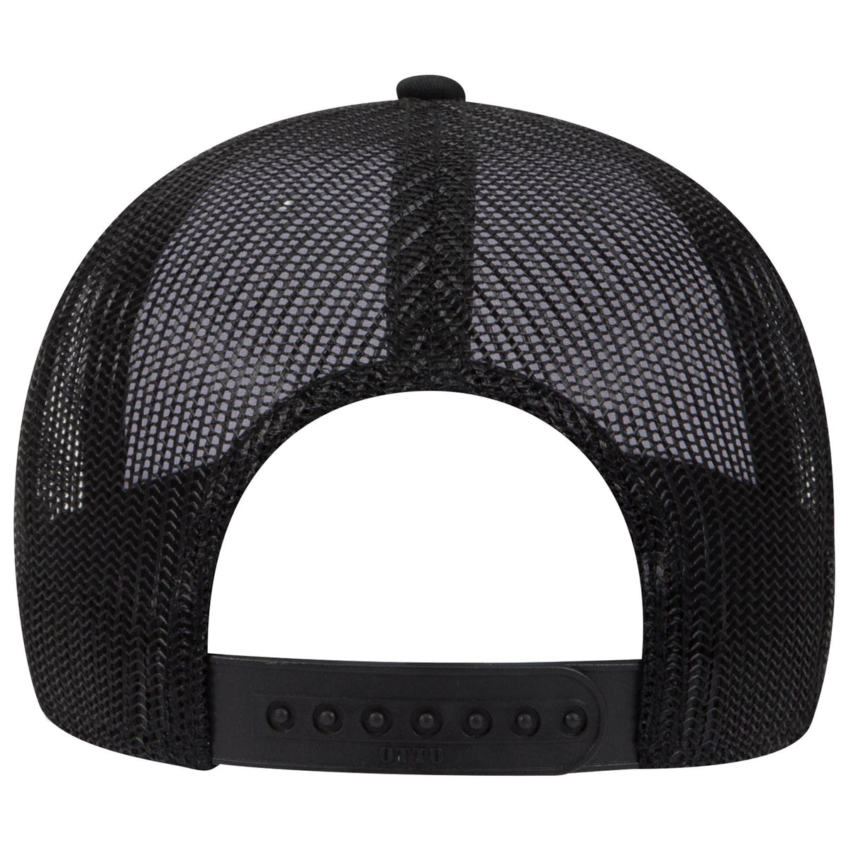 Rear View of 031603 - Blk/Wht/Blk OTTO CAP 6 Panel Low Profile Mesh Back Trucker Hat