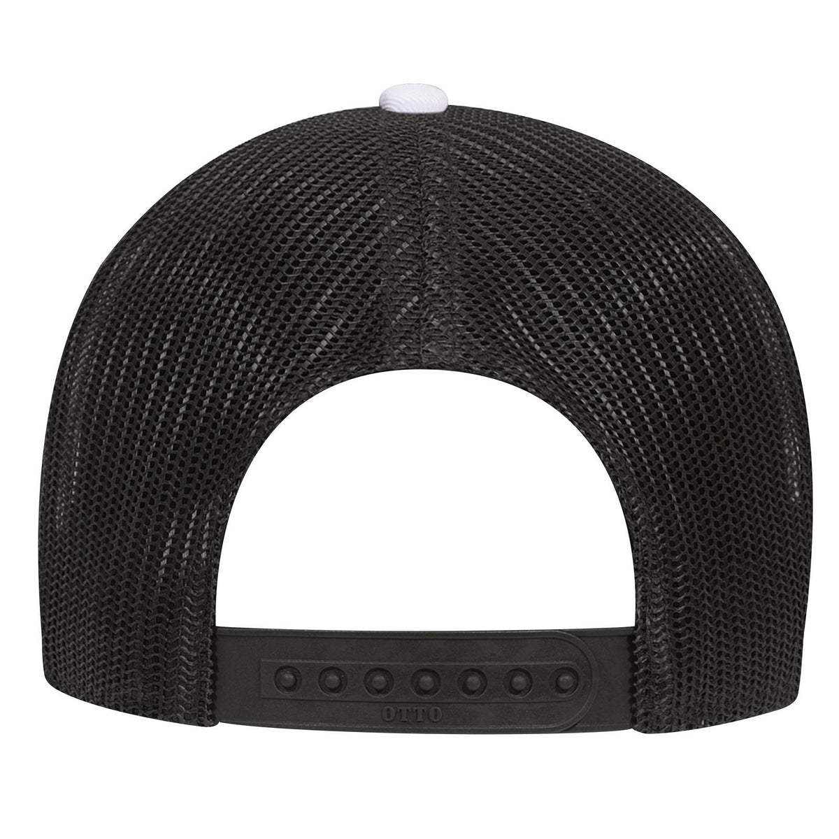 Rear View of 031603 - Blk/Wht/Blk OTTO CAP 6 Panel Low Profile Mesh Back Trucker Hat