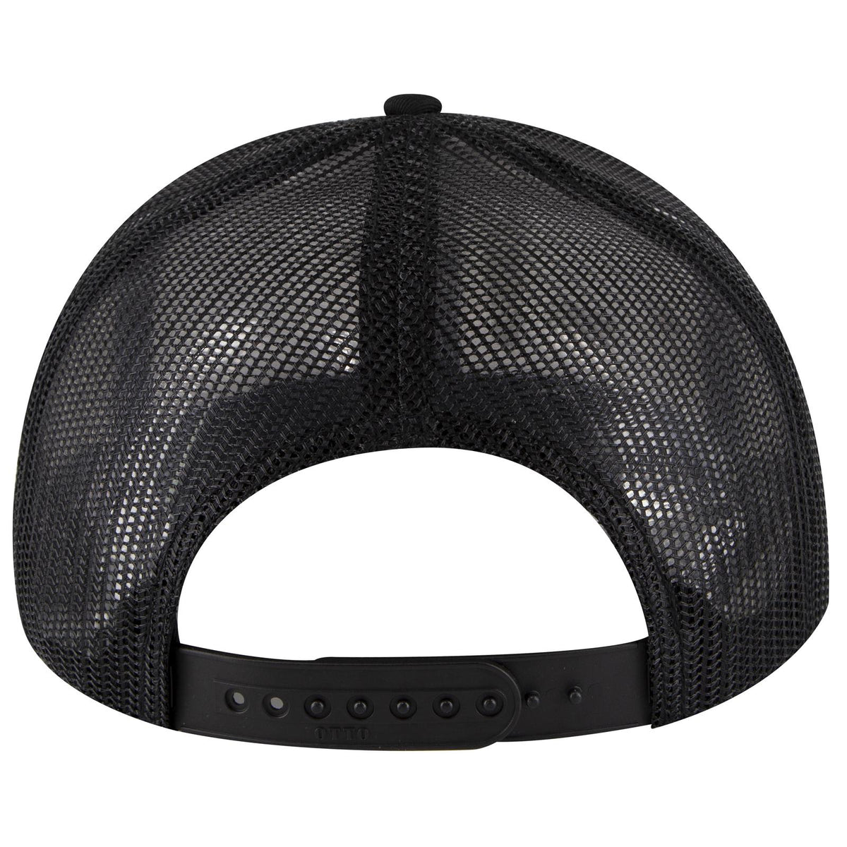 Rear View of 031603 - Blk/Wht/Blk OTTO CAP 6 Panel Mid Profile Mesh Back Trucker Hat