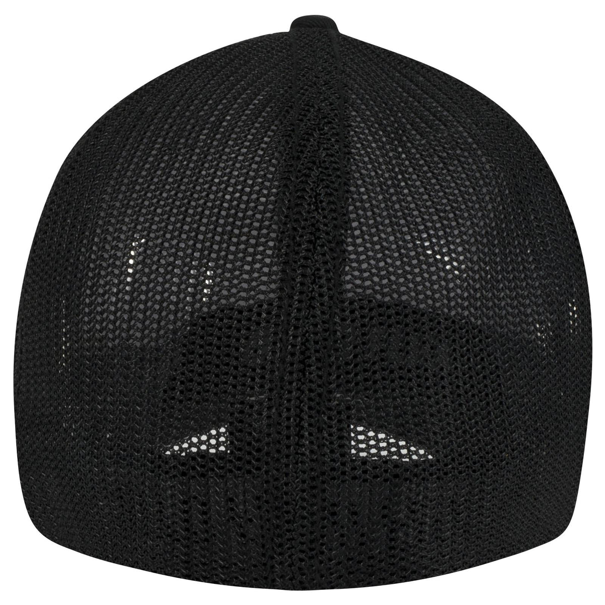Rear View of 031603 - Blk/Wht/Blk OTTO CAP "OTTO FLEX" Fitted 6 Panel Low Profile Mesh Back Trucker Hat