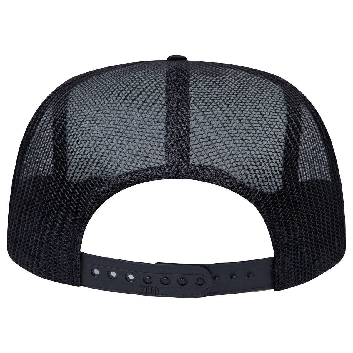 Rear View of 031603 - Blk/Wht/Blk OTTO CAP "OTTO SNAP" 5 Panel High Crown Mesh Back Trucker Snapback Hat