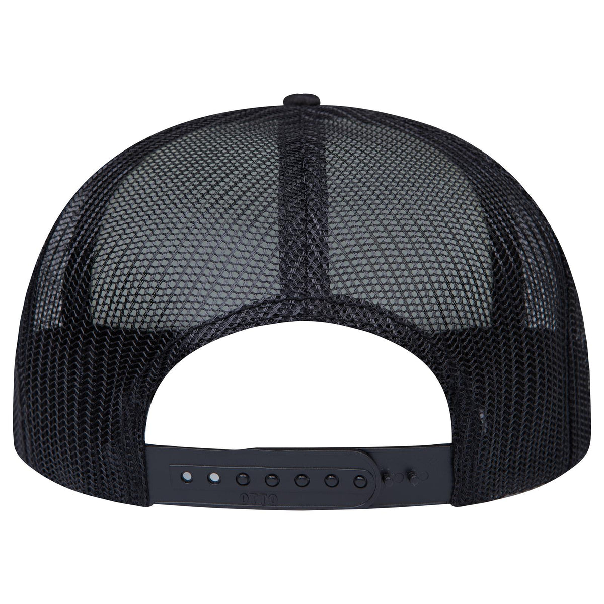 Rear View of 031603 - Blk/Wht/Blk OTTO CAP "OTTO SNAP" 5 Panel Pro Style Mesh Back Trucker Snapback Hat