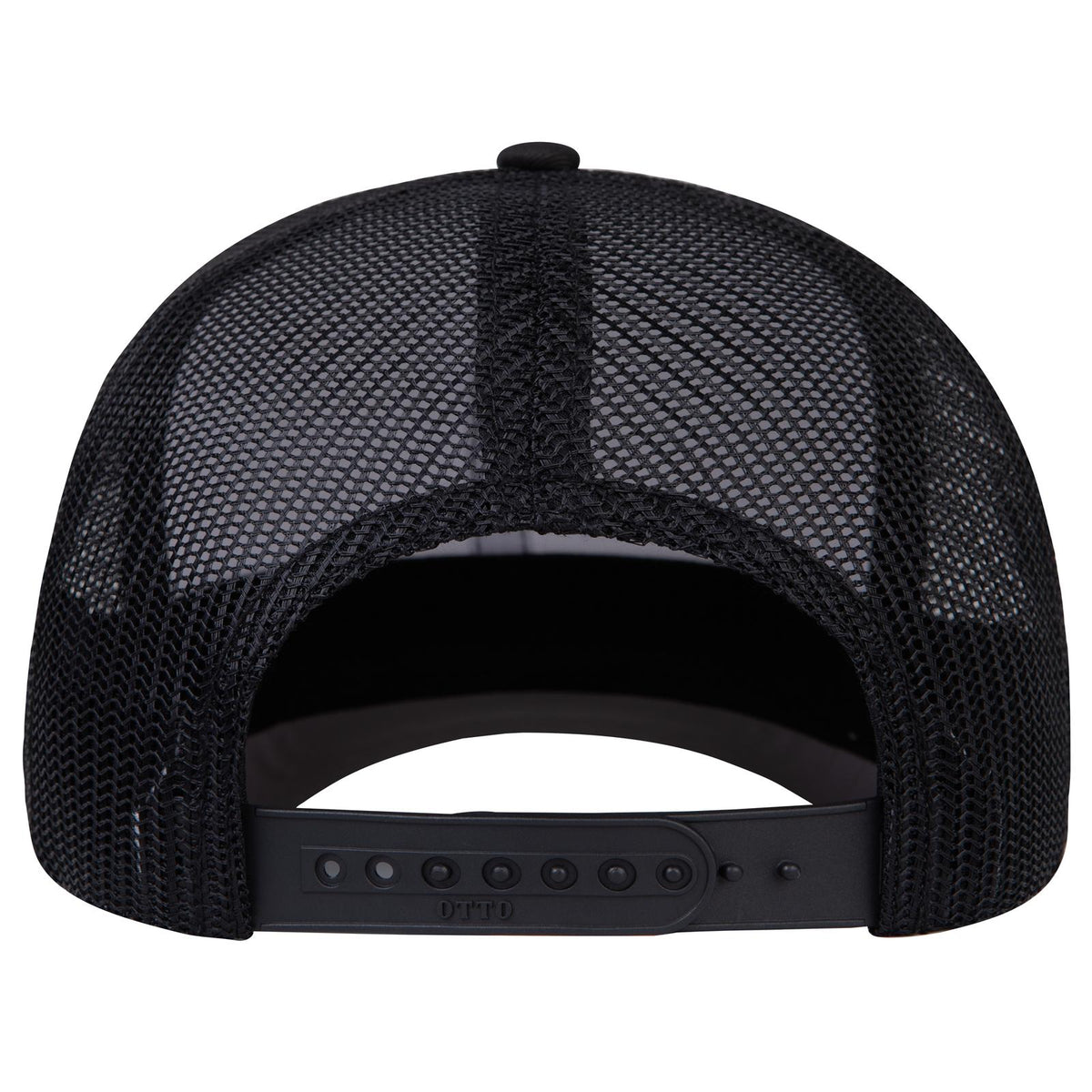 Rear View of 031603 - Blk/Wht/Blk OTTO CAP Seamless 6 Panel Mid Profile Mesh Back Trucker Hat