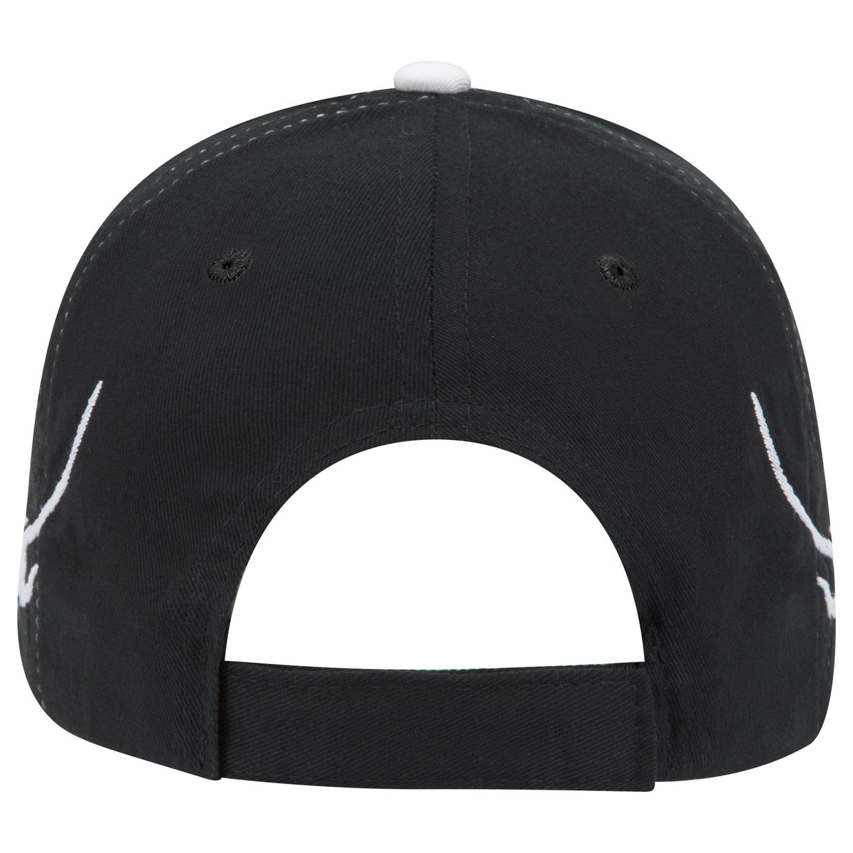 Rear View of 031616D - Blk/Wht/Wht OTTO CAP 6 Panel Low Profile Baseball Cap