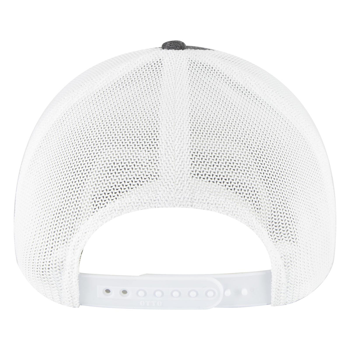 Rear View of 0316C - Blk/Wht OTTO CAP "OTTO COMFY FIT" 6 Panel Low Profile Mesh Back Trucker Hat
