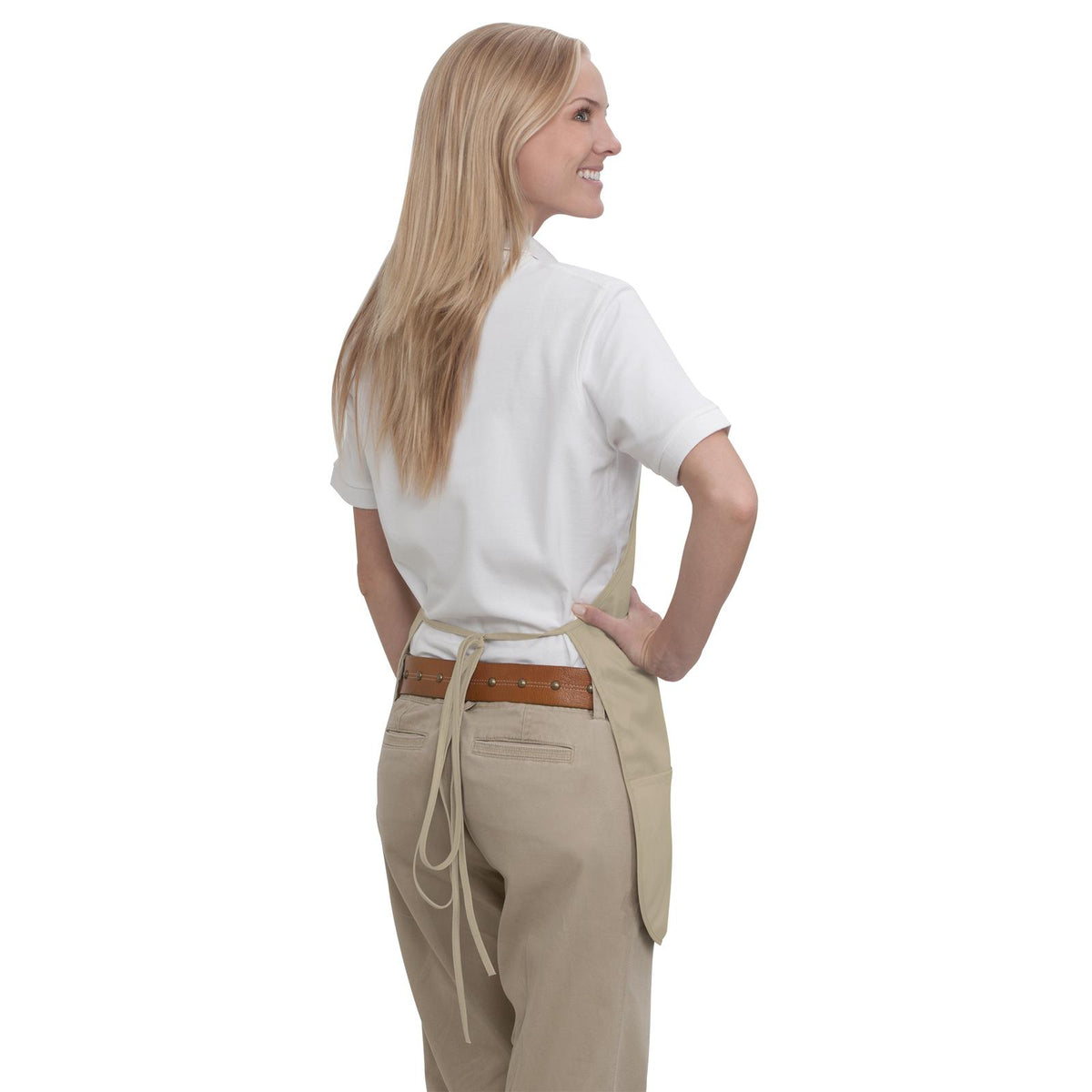 Rear View of 032 - Khaki OTTO 2 Pocket Medium Bib Apron