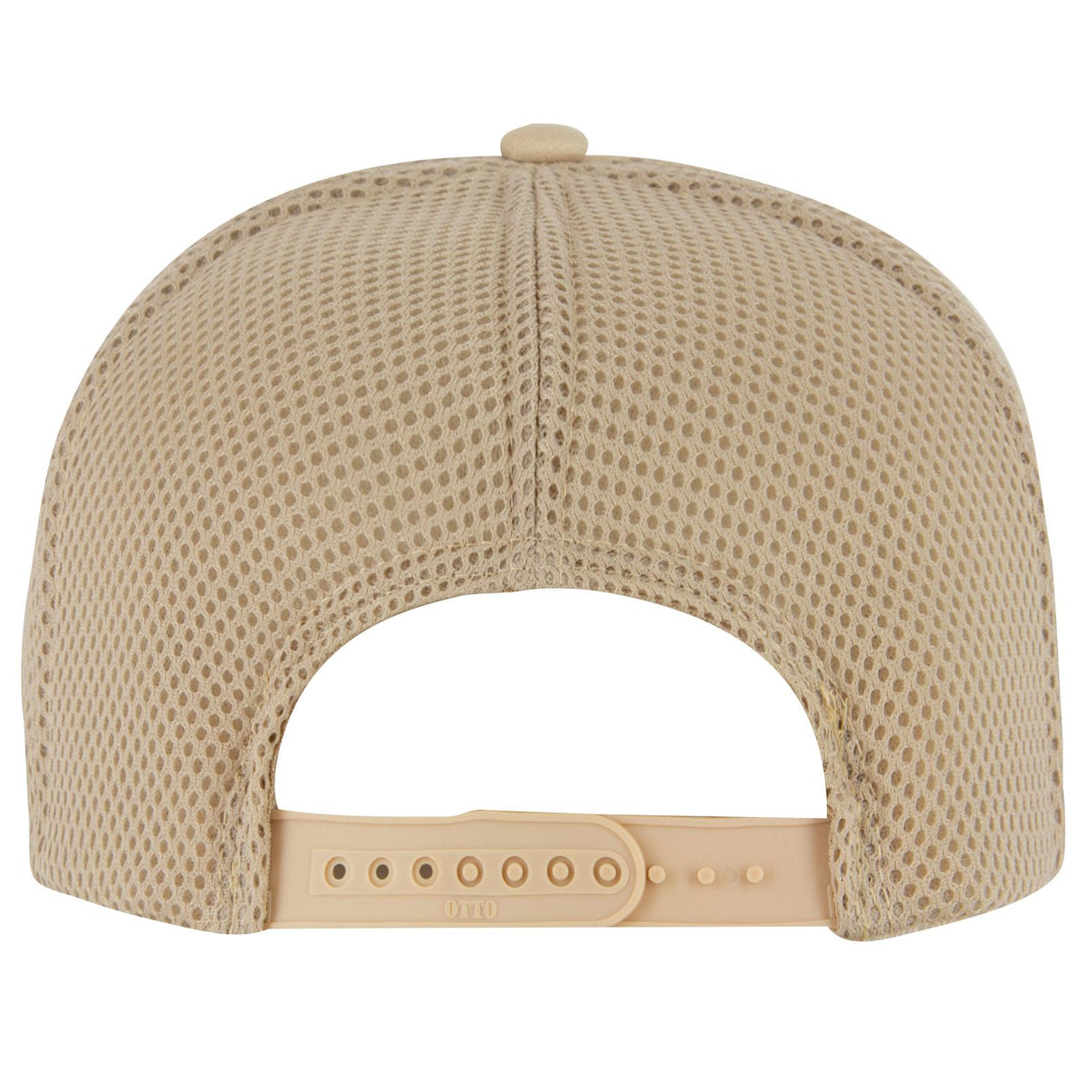Rear View of 032 - Khaki OTTO CAP 5 Panel High Crown Air Mesh Back Trucker Hat