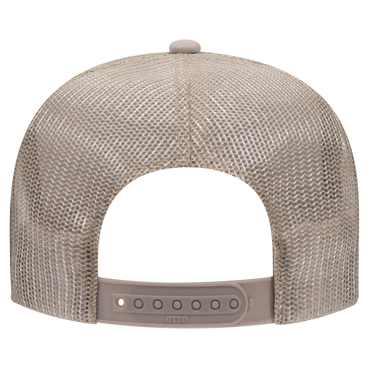 Rear View of 032 - Khaki OTTO CAP 5 Panel High Crown Mesh Back Trucker Hat