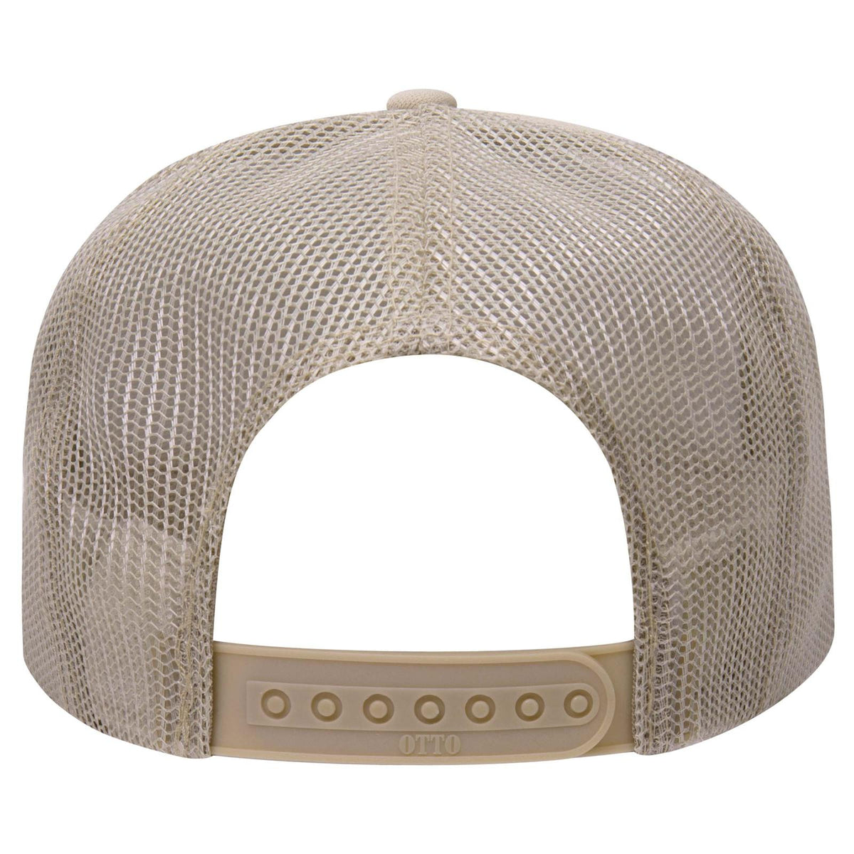 Rear View of 032 - Khaki OTTO CAP 5 Panel High Crown Mesh Back Trucker Hat
