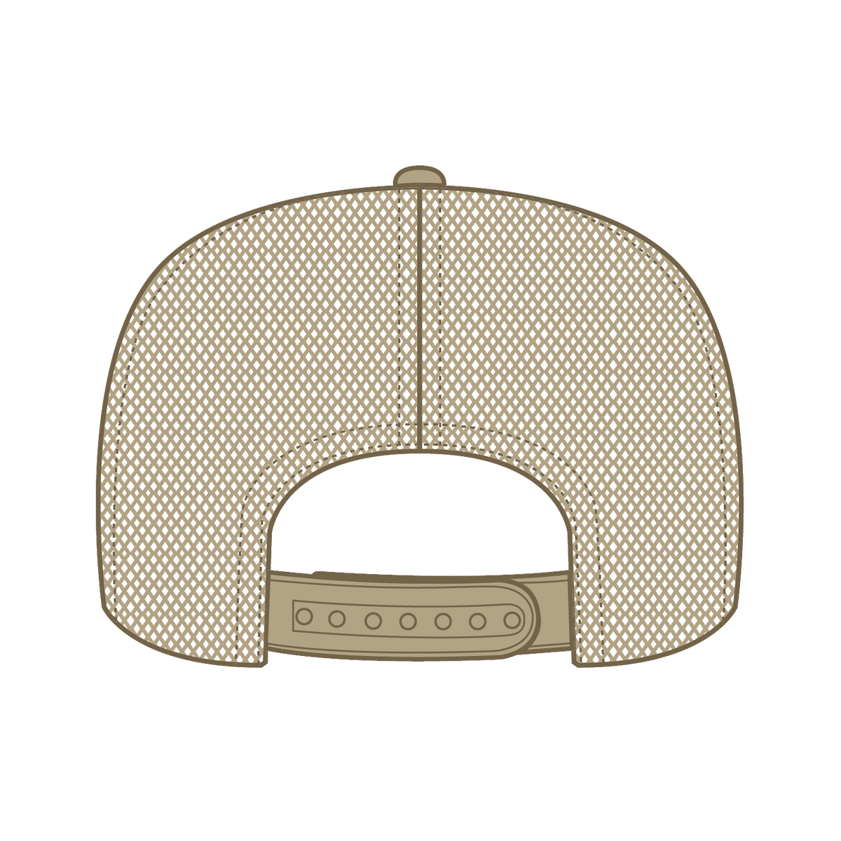 Rear View of 032 - Khaki OTTO CAP 5 Panel High Crown Mesh Back Trucker Hat