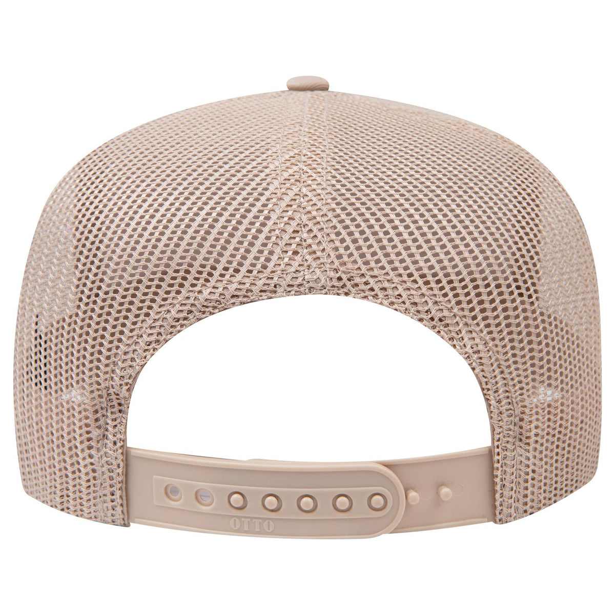 Rear View of 032 - Khaki OTTO CAP 5 Panel Mid Profile Mesh Back Trucker Hat