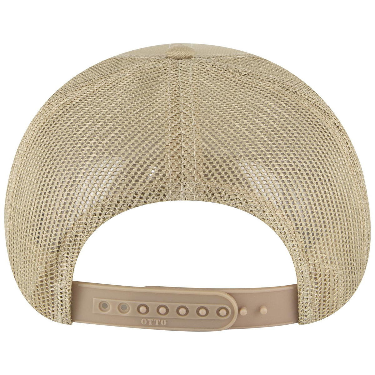 Rear View of 032 - Khaki OTTO CAP 5 Panel Mid Profile Mesh Back Trucker Hat