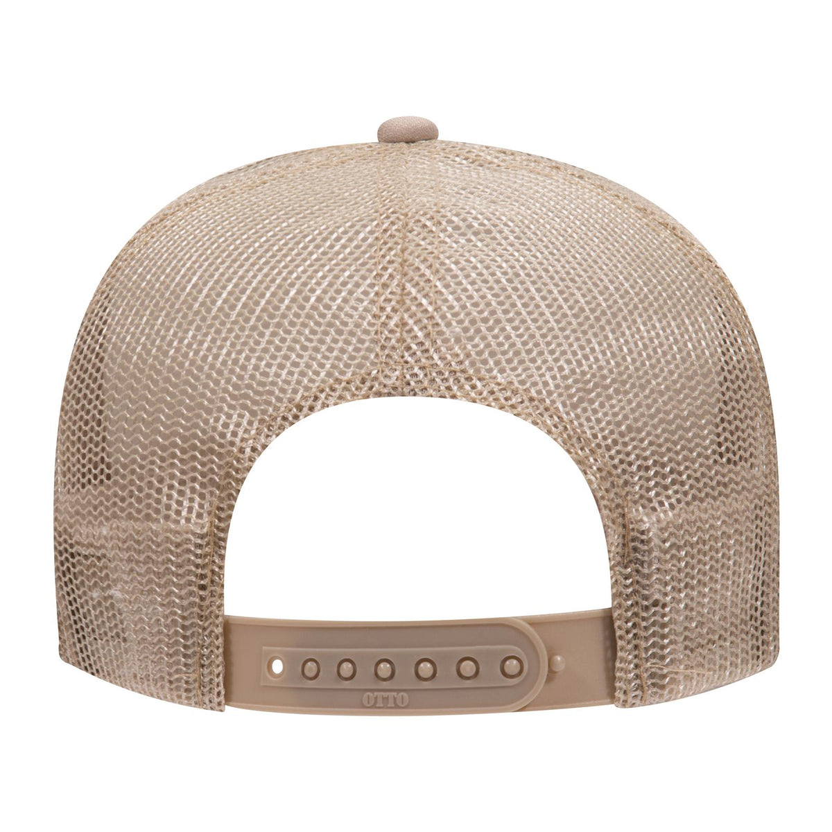 Rear View of 032 - Khaki OTTO CAP 5 Panel Mid Profile Mesh Back Trucker Hat
