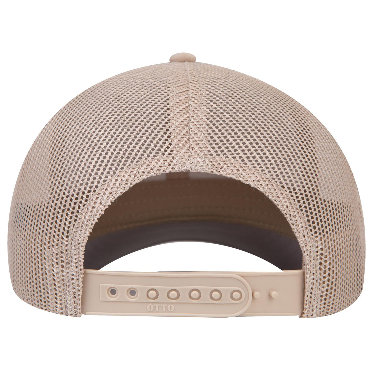 Rear View of 032 - Khaki OTTO CAP Seamless 6 Panel Mid Profile Mesh Back Trucker Hat