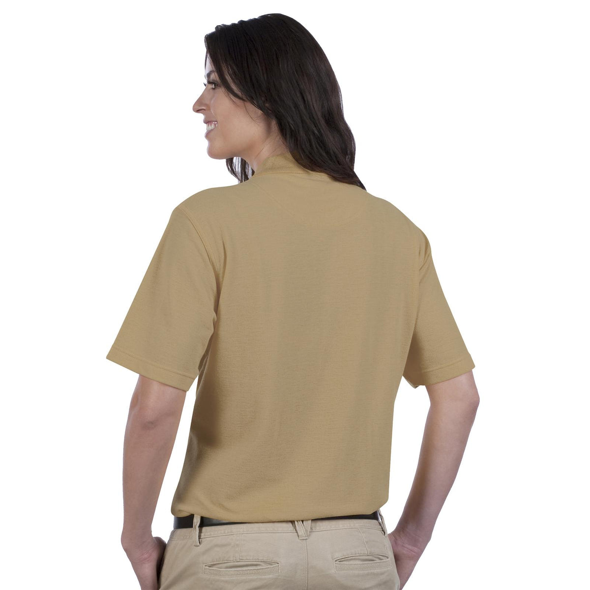 Rear View of 032 - Khaki OTTO Ladies' Comfortable Sport Shirt