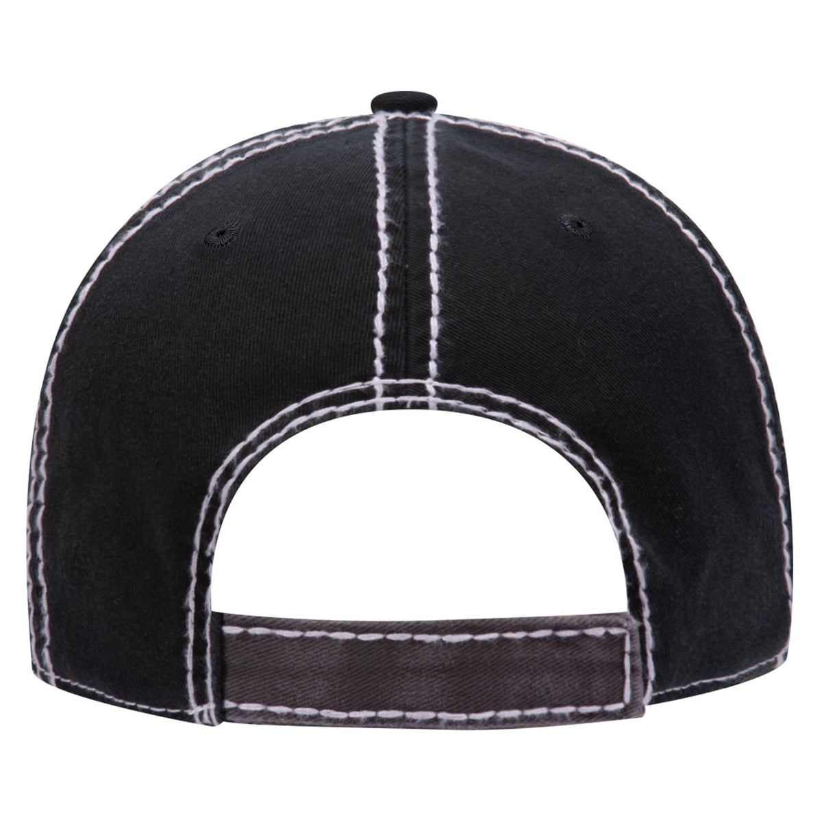 Rear View of 032503 - Blk/Ch.Gry/Blk OTTO CAP 6 Panel Low Profile Dad Hat