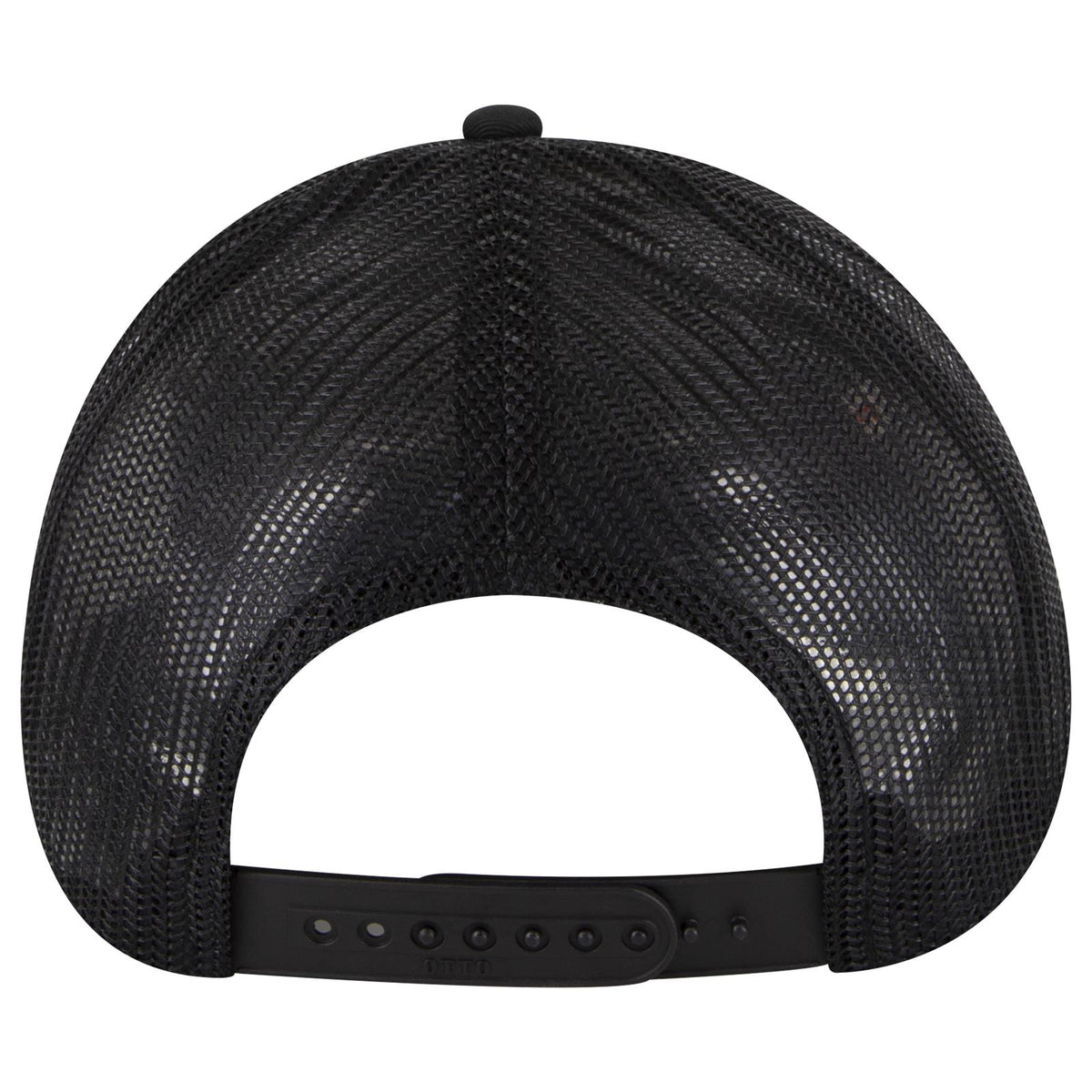Rear View of 032503 - Blk/Ch.Gry/Blk OTTO CAP 6 Panel Low Profile Mesh Back Trucker Hat