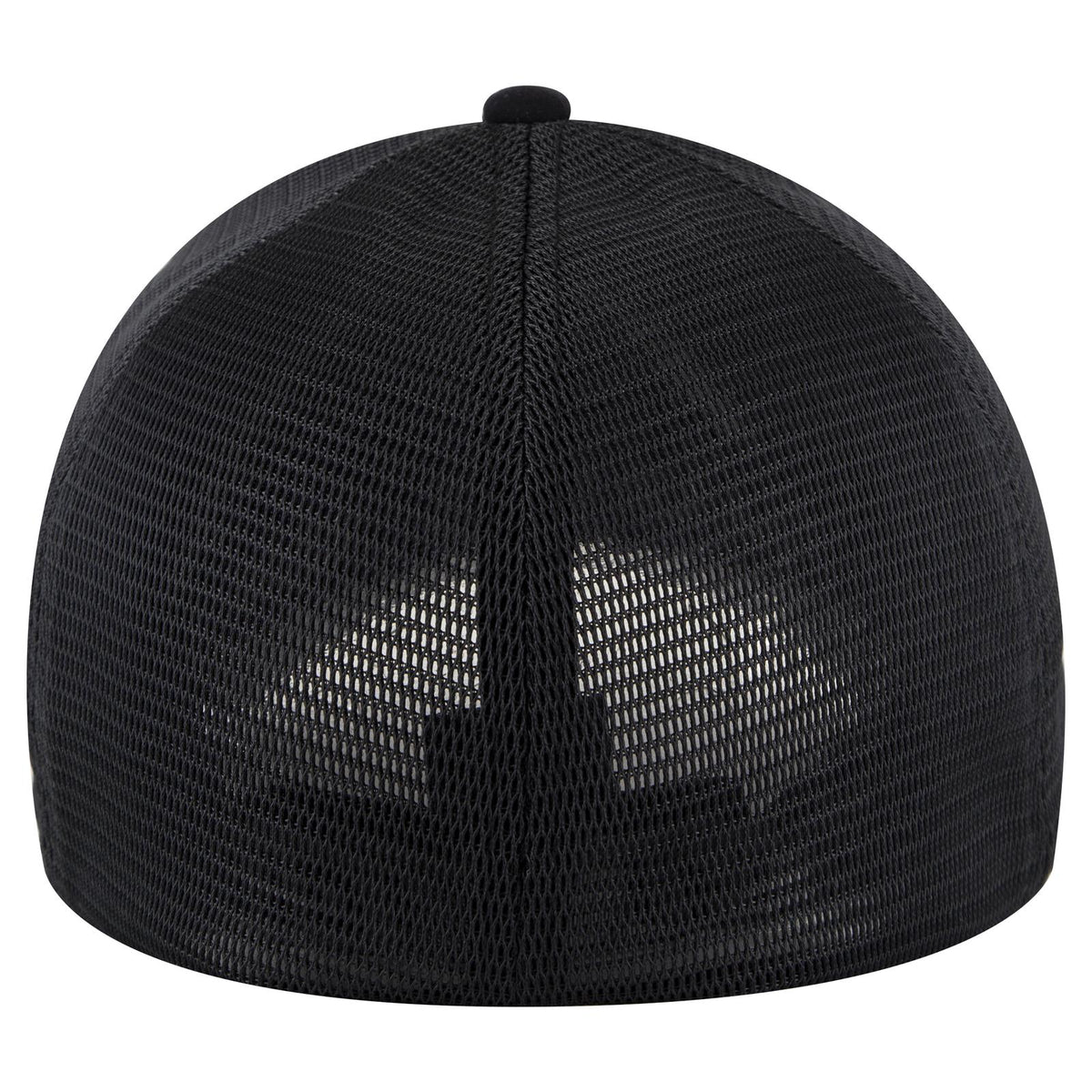 Rear View of 032503 - Blk/Ch.Gry/Blk OTTO CAP "OTTO FLEX" Fitted 6 Panel Low Profile Mesh Back Trucker Hat