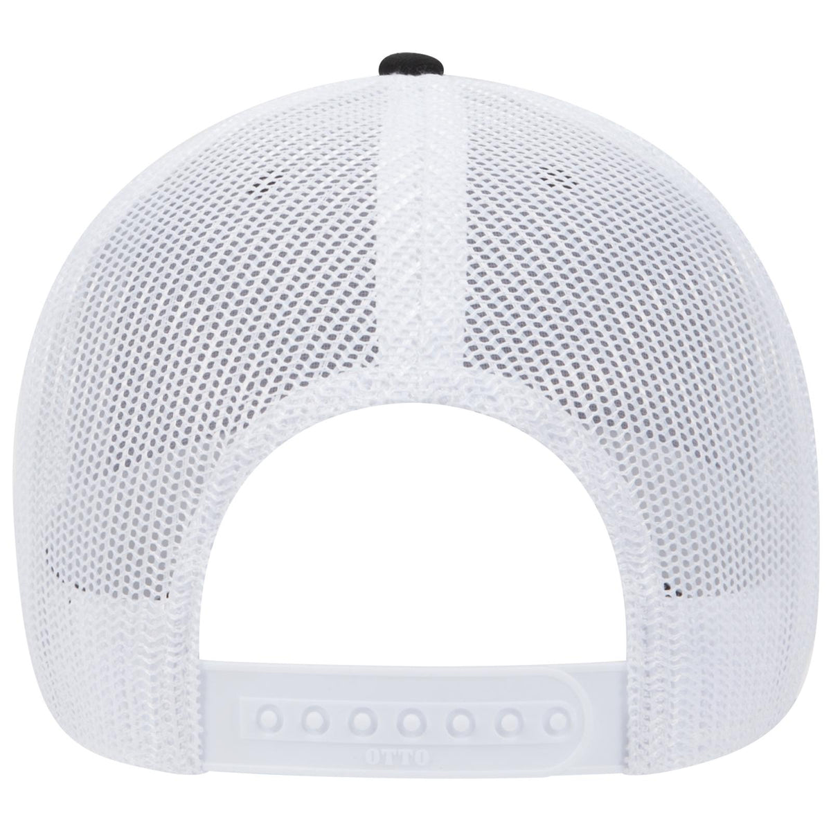Rear View of 032516 - Blk/Ch.Gry/Wht OTTO CAP 6 Panel Low Profile Mesh Back Trucker Hat