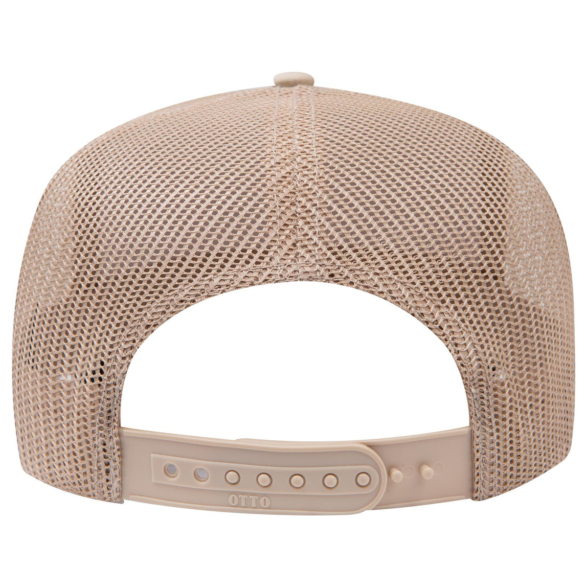 Rear View of 032B - Khk OTTO CAP 5 Panel Mid Profile Mesh Back Trucker Hat