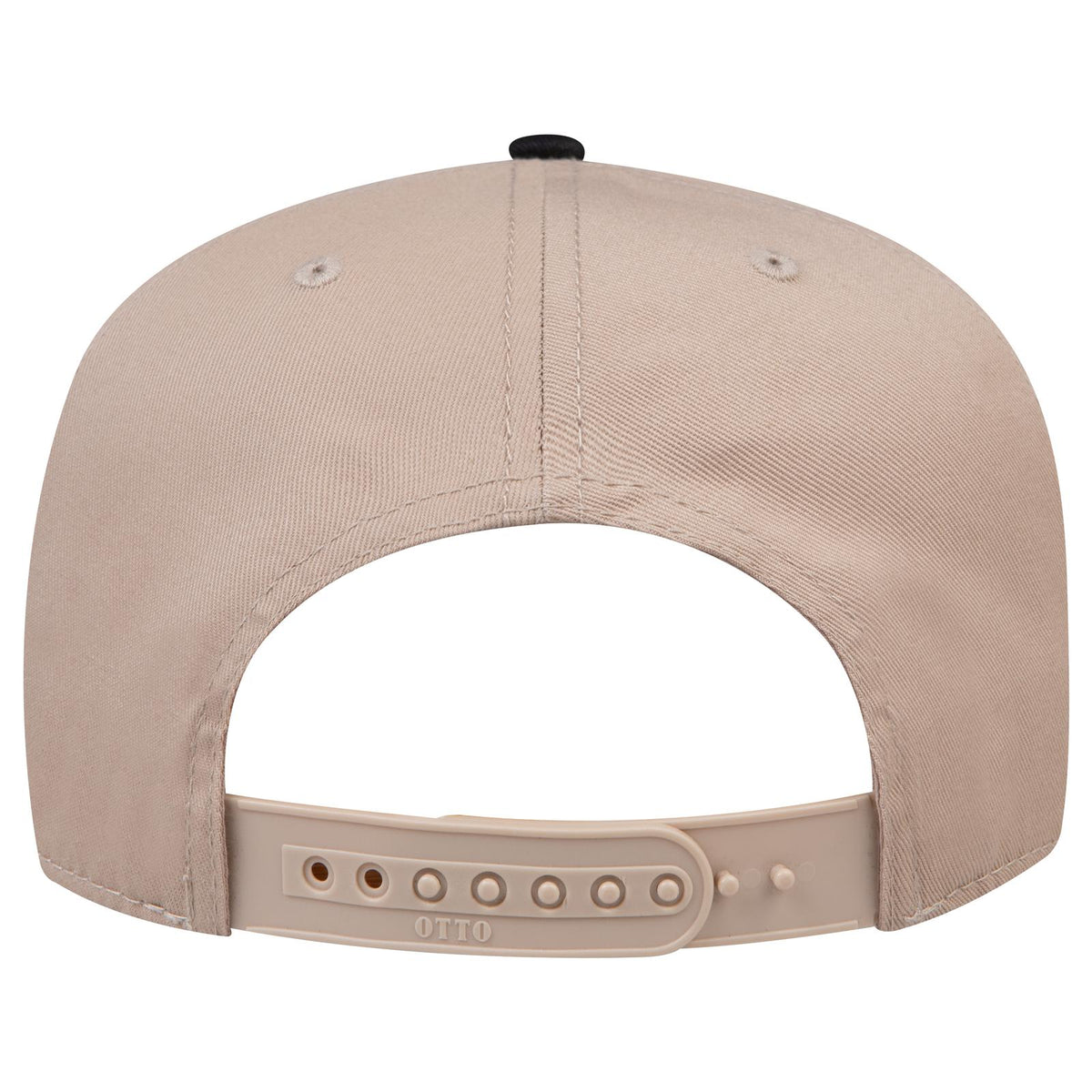 Rear View of 0332 - Blk/Kha OTTO CAP 5 Panel Mid Profile Baseball Cap
