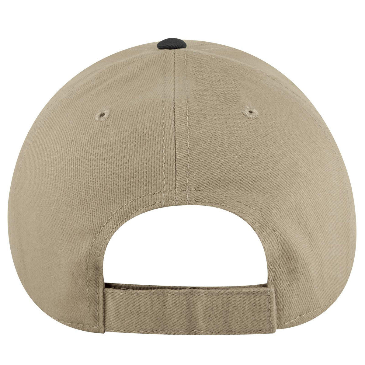 Rear View of 0332 - Blk/Kha OTTO CAP 6 Panel Low Profile Baseball Cap