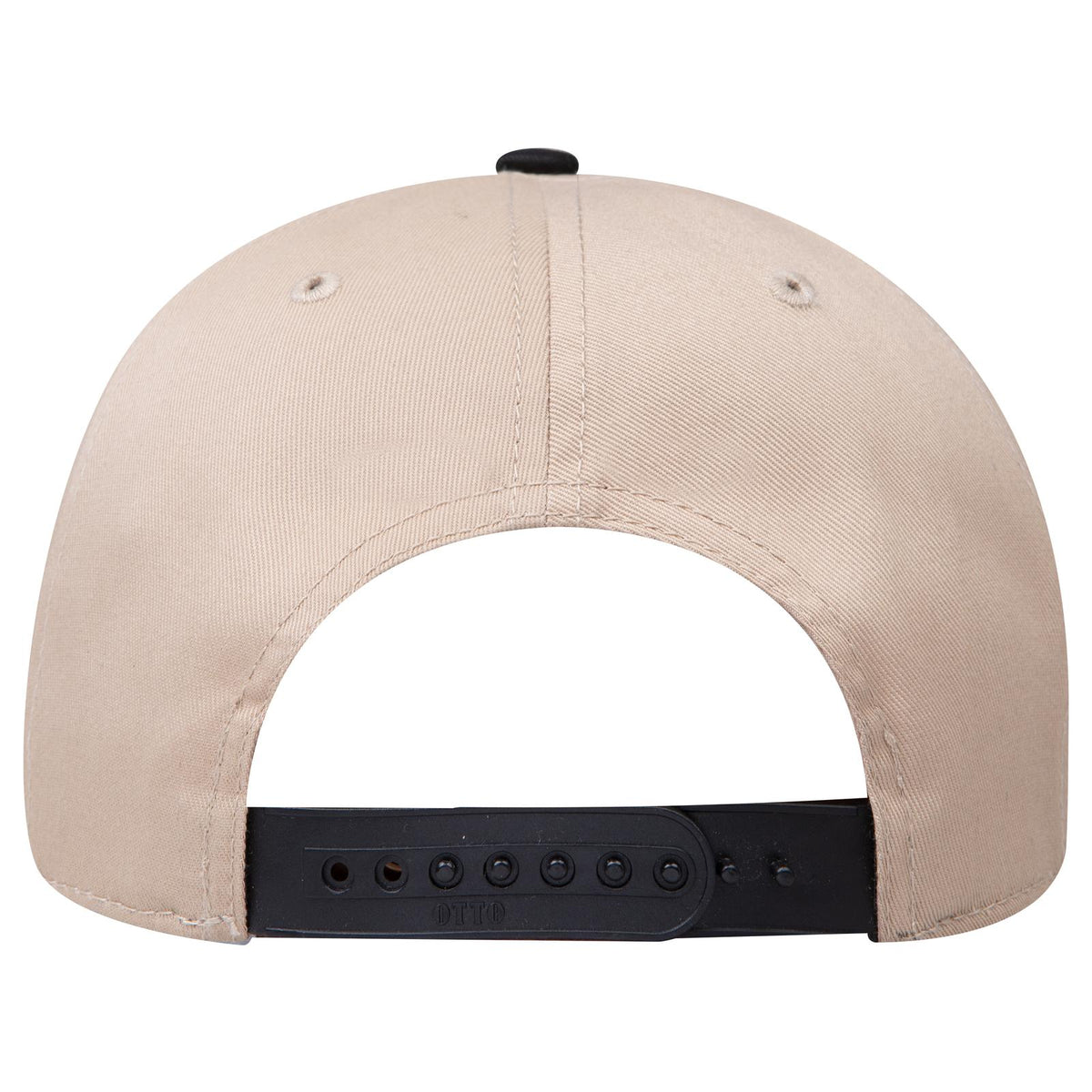 Rear View of 0332 - Blk/Kha OTTO CAP 6 Panel Mid Profile Baseball Cap
