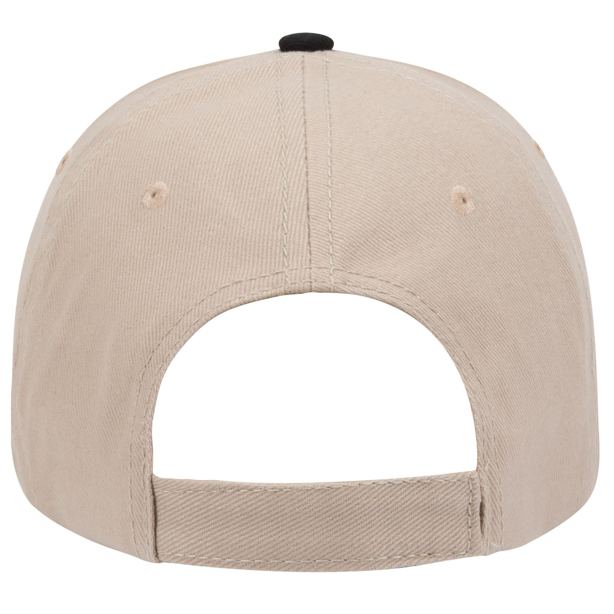 Rear View of 033232 - Blk/Kha/Kha OTTO CAP 6 Panel Low Profile Baseball Cap