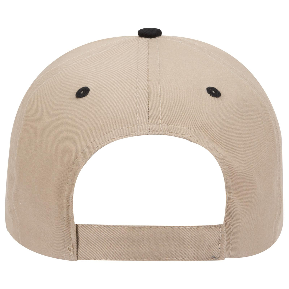 Rear View of 033232 - Blk/Kha/Kha OTTO CAP 6 Panel Low Profile Baseball Cap