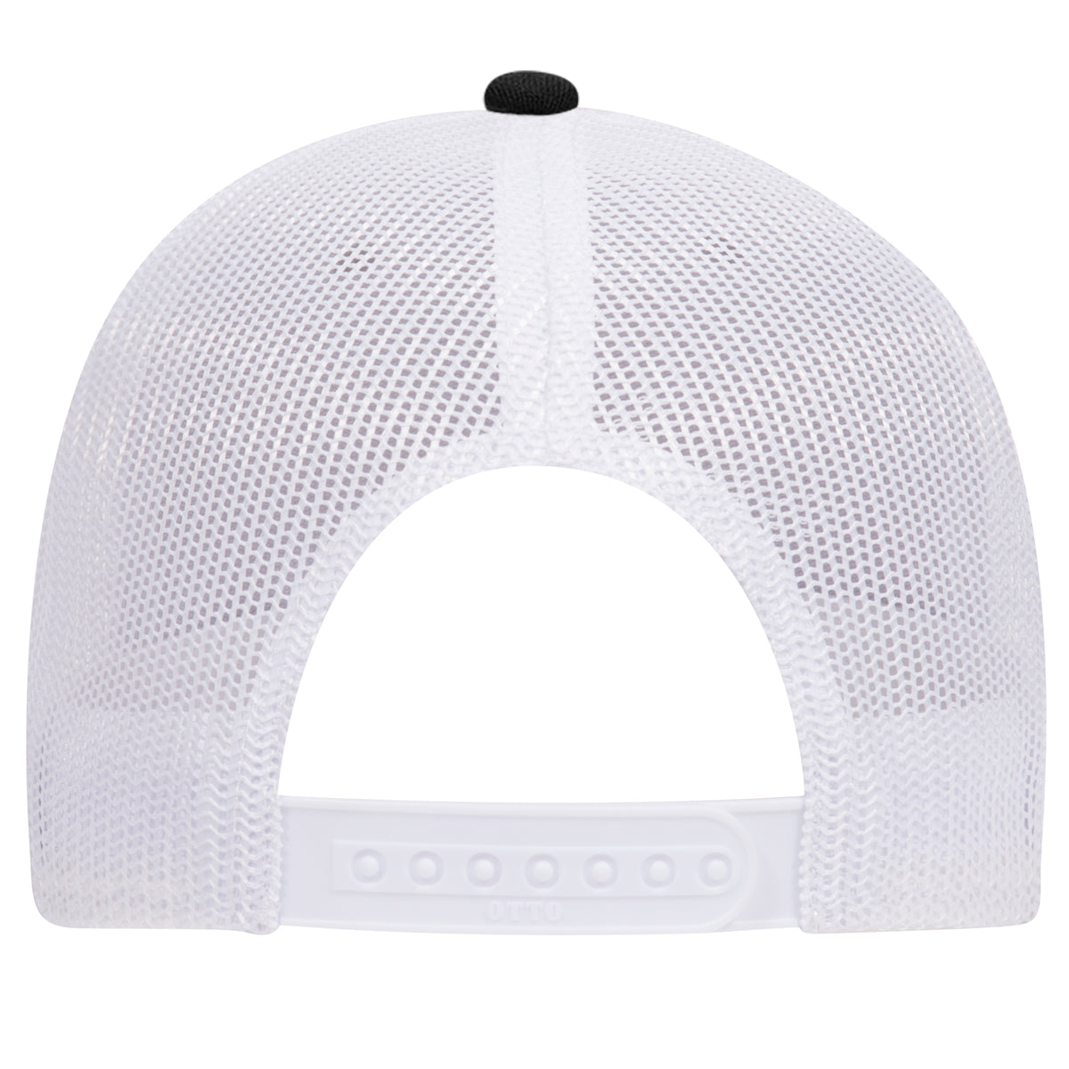 Rear View of 037416 - Black/HeatherGray/White OTTO CAP 6 Panel Low Profile Mesh Back Trucker Hat