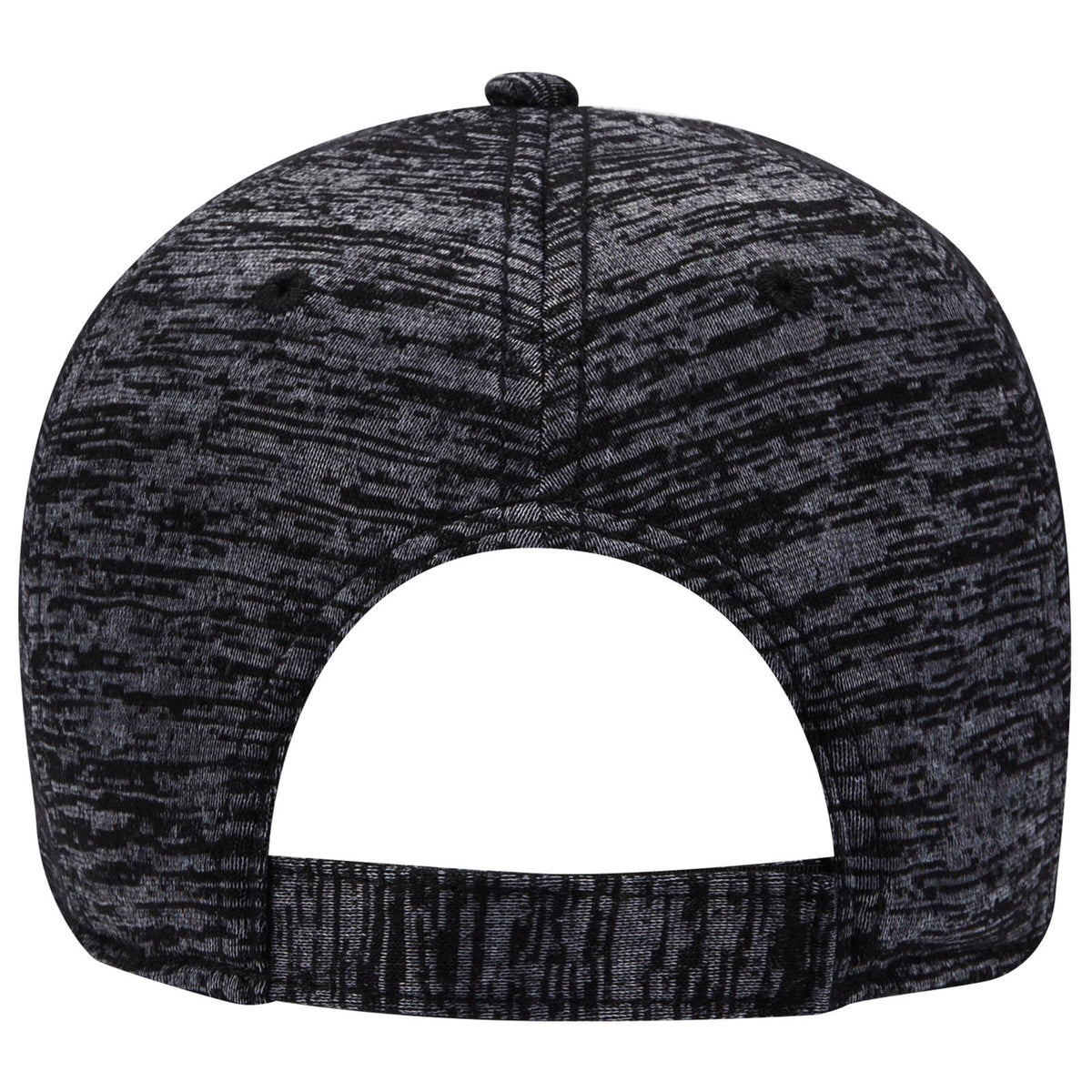 Rear View of 0380 - Blk/Hthr. Blk OTTO CAP 6 Panel Low Profile Baseball Cap